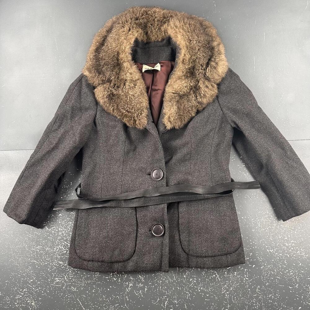 VTG Zelinka Matlick Pea Coat Small Mink Shawl Collar Gray VTG 60's Luxury Fairy